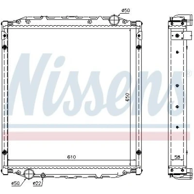 Immagine di NISSENS 62876A Radiatore motore Alluminio 650 610 58 con telaio Alette di raffreddamento saldate