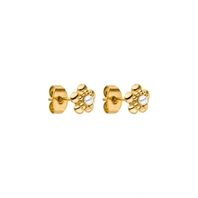 Immagine di PURELEI® Shiny Bloom orecchini (oro), impermeabili per donne e ragazze, in Acciaio inox a forma di fiore con perla, regalo figlie, inossidabile