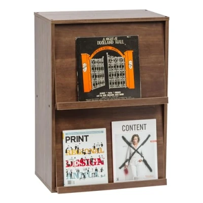 Immagine di Iris Ohyama, Mobile, Libreria, Scaffale portaoggetti, 2 ante pieghevoli, Design, Solido, Moderno, Multiuso, Ufficio, Camera da letto, Soggiorno, Flap Rack CHR 2, Marrone