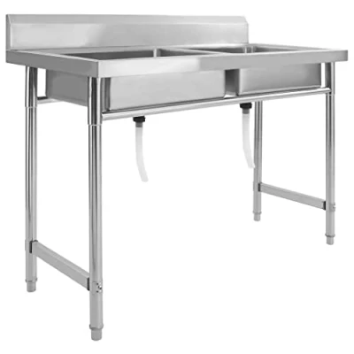 Immagine di vidaXL Lavello da Cucina a Doppia Vasca Lavandino con Due Vaschette Lavabo per Accessori Sanitari in Acciaio Inossidabile