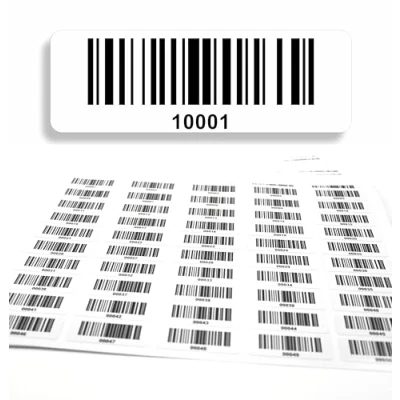 Immagine di etichette per codici a barre 10001 11000, 5 cifre, 1000 pezzi 50 x 17 mm, inventario prestampate, autoadesive, prodotto in Germania