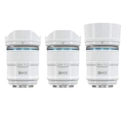 Immagine di SIRUI Sniper F1.2 Autofocus lens Set, 23mm, 33mm, 56mm, grandangolare APS C fotocamere Camera obiettivo obiettivi lenti lente (AS 3S EW, E Mount, Bianco)