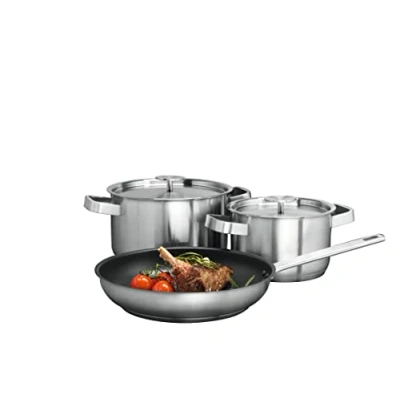 Immagine di AEG A3SS Set di 2 pentole (16 cm e 20 cm) 1 Padella (24 cm), Inossidabile, Acciaio Inox