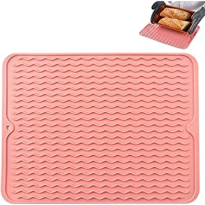 Immagine di tappetino per asciugare i piatti da cucina, in silicone piatti, gomma, antiscivolo la casa, lavello colore rosa