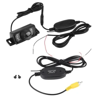 Immagine di KSTE Telecamera Retromarcia Auto, Versione 7pcs notturna di IR LED Car sostegno inverso Camera + Wireless RCA Trasmettitore e ricevitore video