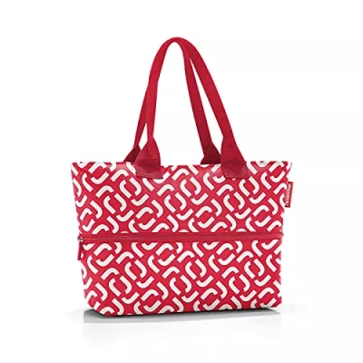 Immagine di Reisenthel Shopper e1 Borsa per la spesa espandibile in tessuto di poliestere alta qualità, colore rosso Signature impermeabile Dimensioni: 50 x 26,5 16,5 12 18 litri