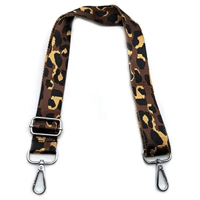 Immagine di Tracolla per Borsa Donna Caffè Leopardato, Regolabile, Colorata Cinghia di Ricambio Larga 3.8cm con Argento Moschettoni Accessori Borsette Ragazza DIY, #7