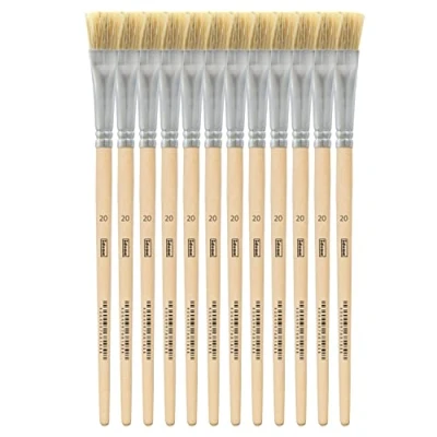 Immagine di Idena 90102 pennelli in setola, misura 20, con manico legno non verniciato, set di 12, per bambini e artisti hobby
