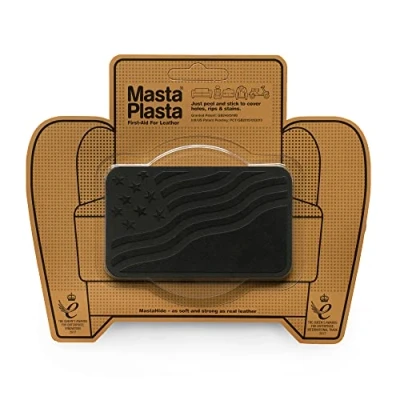 Immagine di MastaPlasta Toppa Autoadesiva per la Riparazioni di Camoscio. Colore Nero. Scegli Dimensioni/Design. Pronto Soccorso Divani, Sedili Auto, Borse, Giacche, ECC.