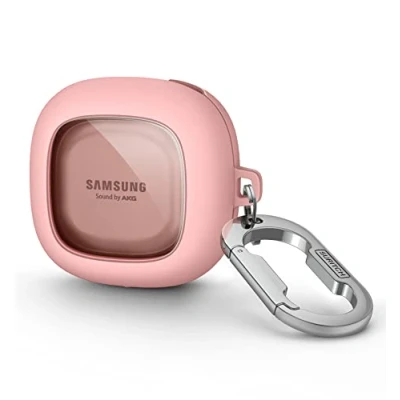 Immagine di SURITCH Custodia trasparente compatibile con Samsung Galaxy Buds 2/Buds Live/Buds 2 Pro/Buds FE Cover protettiva portatile portachiavi per rosa