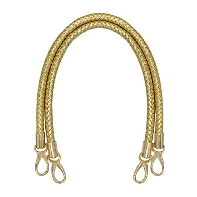Immagine di besbomig 2 Pezzi Manico per Borsa Intrecciato Tracolla con Fibbie in Metallo 60cm PU Cinturino di Ricambio Accessori Donna Borsetta,Oro