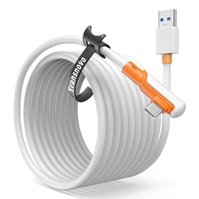 Immagine di TRANSNOVO Cavo Link 5m Compatibile con Meta Quest 3/Quest 3S/Quest 2/Pro/Pico 4, Accessori Lungo per Giochi PC/Steam VR, di Trasferimento Dati PC ad Alta Velocità da USB 3.2 a Type C