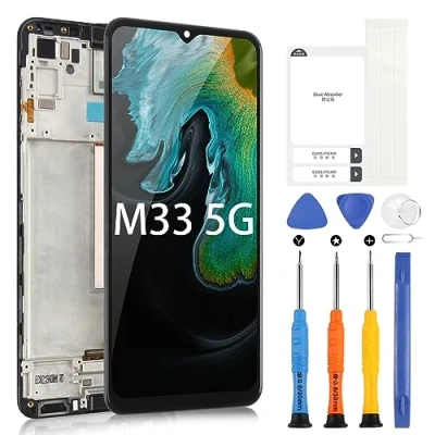 Immagine di ARSSLY Schermo per Samsung Galaxy M33 5G LCD Display SM M336B M336BU Digitizer Touch Screen Sostituzione Assembly con Strumenti(Nero Cornice)