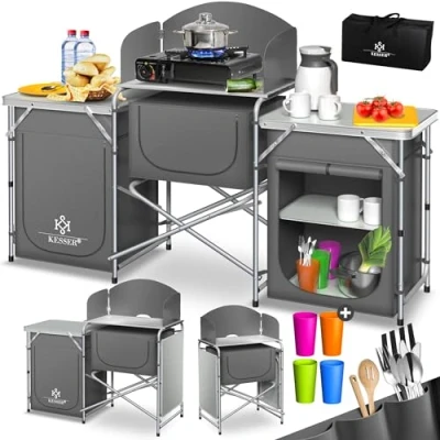 Immagine di KESSER® Mobile da Campeggio, Cucina Campeggio con Telaio in Alluminio, incl. Borsa Trasporto, mobiletto per all&#039;aperto
