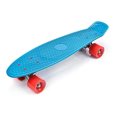 Immagine di meteor Skateboard Mini Cruiser Retro Board Completo con Cuscinetti ABEC 7 e Ruote PU Ideale per Bambini Adolescenti Adulti Ragazzo Ragazza (Neon Blue/Red/Silver)