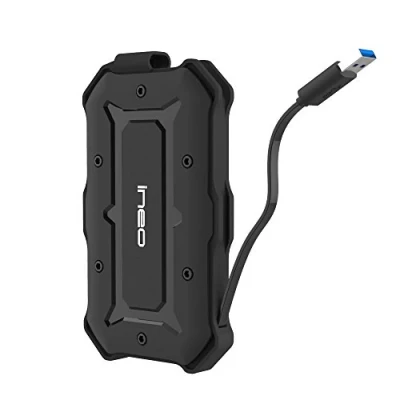 Immagine di ineo Enclosure per disco rigido esterno da 2,5&quot;, USB 3.0 tipo A, robusto, impermeabile e antiurto, IP66, HDD SSD SATA 9,5 mm 7 [T2566 II]