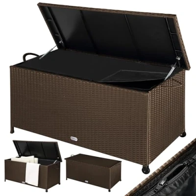 Immagine di CASARIA® Baule Giardino XXL 122x56x61cm Ruote 420L Salvaspazio Impermeabile Resistente Cassettone Contenitore Esterno