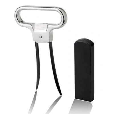 Immagine di Qpractiko Maniglia Rimozione Tappi Danneggiati Acciaio Inossidabile Tappo Vino Sottovuoto Apribottiglie Robusto Custodia Rigida Inclusa 6,5x11cm, Argento