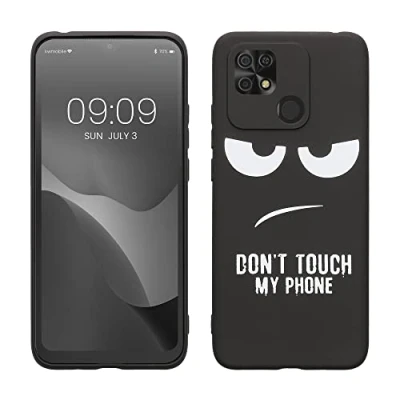Immagine di kwmobile Cover Compatibile con Xiaomi Redmi 10C Custodia in Silicone TPU Protettiva Soft Case Don&#039;t touch my phone bianco/nero