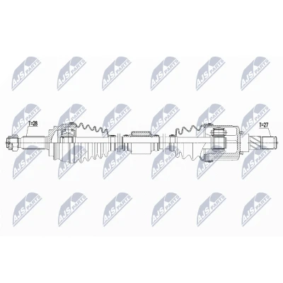 Immagine di NTY NPW MS 061 Albero motore / Semiasse Assale anteriore Dx 970 83 MITSUBISHI: Outlander 2 SUV