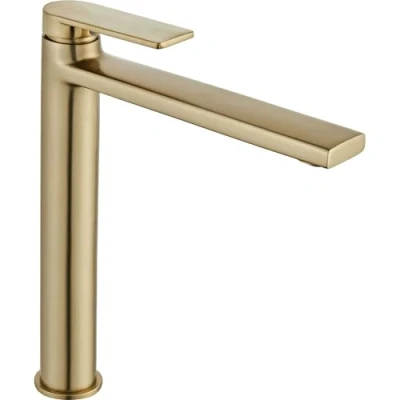 Immagine di Rea VERSO BRUSH ORO rubinetto LAVABO ALTO Miscelatore da bagno in ottone monocomando regolabile caldo e freddo (oro)