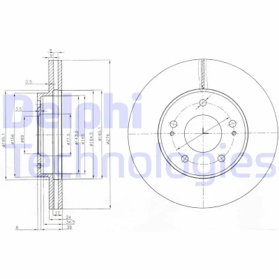 Immagine di DELPHI BG3848 Disco freno 276 24 5 ventilato Oleato non trattato senza cuscinetto ruota, anello sensore ABS