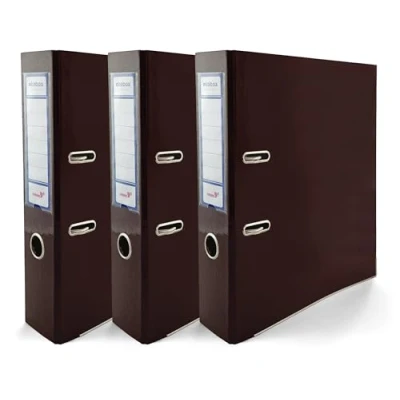 Immagine di 3 raccoglitori DIN A4, Ekobox Premium Edition lucido, meccanismo a 2 anelli, formato 75 mm, in plastica, raccoglitore ad anelli largo,