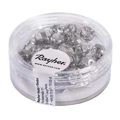 Immagine di Rayher Perline Trasparenti, 6 Mm Ø, Argento Semiopaco, Scatolina 50 Pz, 14201606