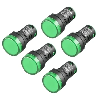 Immagine di Heschen Indicatore LED da 22 mm, AD16 22D/S, 12VDC 20mA, colore verde chiaro, confezione 5