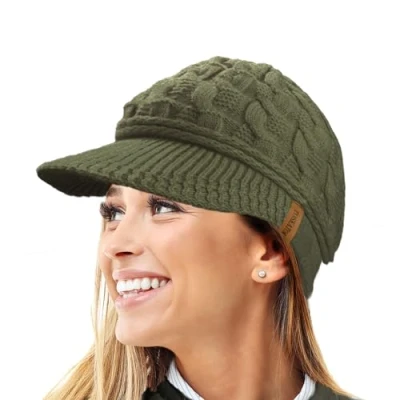 Immagine di TOSKATOK Berretto Invernale da Donna con Visiera in Maglia a trecce Warm R80 Teddy Foderato Pile