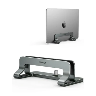 Immagine di UGREEN Supporto Verticale per Laptop 15,6&quot;, Porta PC Portatile in Alluminio da Tavolo, Regolabile 12 25mm, Compatibile con MacBook Pro/Air, Matebook, HP, iPad Grigio