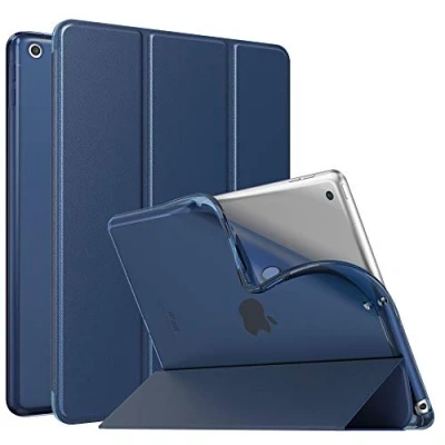 Immagine di MoKo Cover per Nuovo iPad 10,2&quot; 9a Gen. 2021/8a 2020/7a 2019, Custodia Ultra Sottile Leggero Tri Fold Auto Sveglia/Sonno con Retro Semi Trasparente in TPU Blu Marino