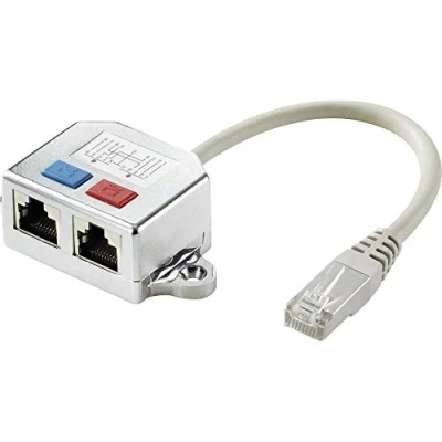 Immagine di Renkforce RJ45 Rete Adattatore a T CAT 6 [2x Presa 1x Spina RJ45] 15.00 cm Metallo