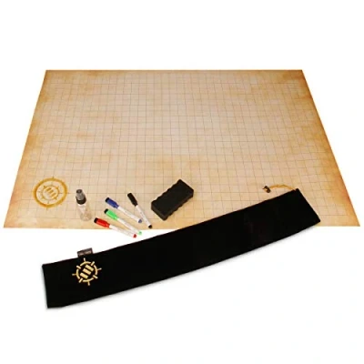 Immagine di ENHANCE Rpg Grid Mat Mappa DND da Tavolo (60.96x91.44 CM) Gioco di Ruolo Dry Erase Set Completo per Maestri e Principianti, Tappetino Battle in Pergamena cancellabile