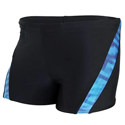 Immagine di Aquarti Boxer da Bagno Ragazzo Inserti a Contrasto, Nero/Blu, 164
