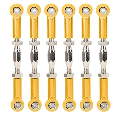 Immagine di Tbest RC Pull Rod, 6 Pezzi servo Link Regolabili Tirante in Lega di Alluminio tiranteria Set tiranti per Hobby Modello Auto(Oro)