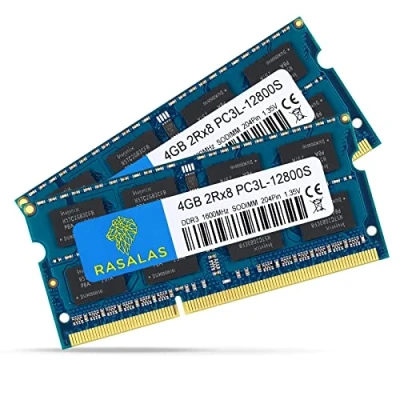 Immagine di Rasalas Kit da 8 GB (2 x 4 GB) PC3 12800 DDR3L 1600 MHz RAM SODIMM, 2Rx8 PC3L 12800S DDR3 1.35 V 204 pin CL11 Upgrade Rank Laptop Memoria