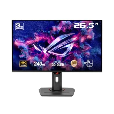 Immagine di ASUS ROG Strix XG27UCDMG, Monitor Gaming da 26,5&quot;, 4K Ultra HD QD OLED (3840 x 2160), 0,03ms (GTG), 240Hz, HDMI, USB C e DisplayPort, Compatibile con G SYNC, Display Widget Center, Nero