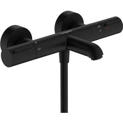 Immagine di hansgrohe Ecostat Element Miscelatore termostatico per vasca esterno, Rubinetto con blocco di sicurezza (SafetyStop) a 40 C, Termostato vasca, 2 utenze, nero opaco, 13347670