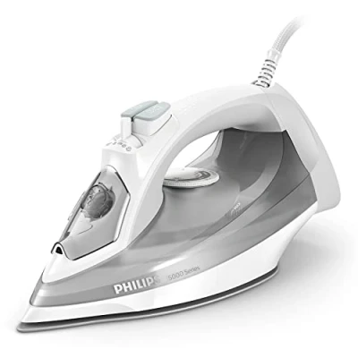 Immagine di Philips 5000 Series Ferro da Stiro a Vapore 2400W, 40g/min, Colpo di 160g, Verticale, Piastra SteamGlide Plus, Bianco/Grigio (DST5010/10)