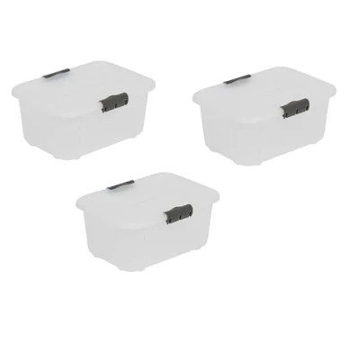 Immagine di BranQ Home essential Velur Set di 3 contenitori universali con coperchio Velur, dimensioni 8 l, in plastica PP senza BPA, trasparente