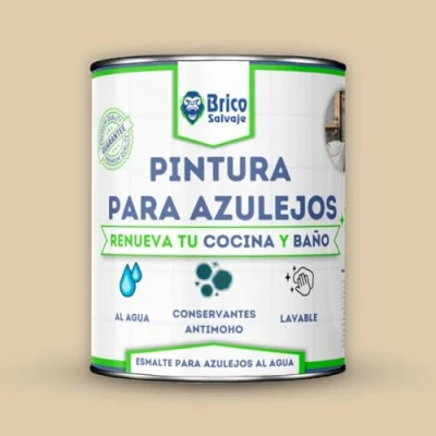 Immagine di BRICOSALVAJE Vernice per piastrelle da cucina e bagno all&#039;acqua satinata, senza primer, lavabile, elevata durezza (marrone, 750 ML)