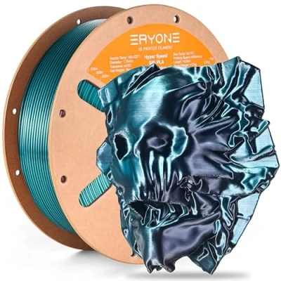 Immagine di ERYONE High Speed Filament Silk Dual Color 1.75mm +/ 0.03mm, 3D Printing PLA Pro Fit Most FDM Printer, 1kg / Spool, Emerald Green &amp; Black