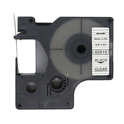 Immagine di BROVACS 1 confezione nero su nastro trasparente compatibile per DYMO D1 40910 9 mm 3/8&quot; OPA2110