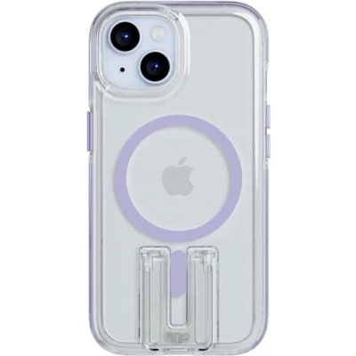 Immagine di Tech 21 Evo Crystal Kick Custodia per iPhone 15, compatibile con MagSafe, protezione dagli urti, colore: lilla