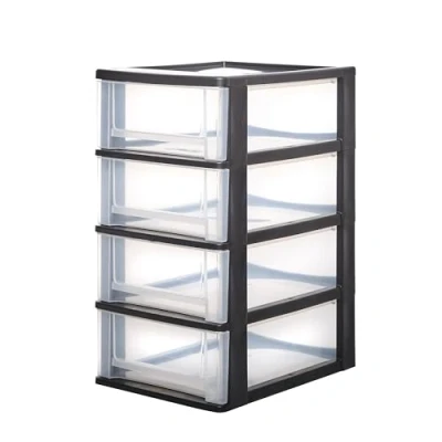 Immagine di Iris Ohyama Cassettiera in Plastica, Portaoggetti, 4 Cassetti Medi, Nero, Apertura Facile, Formato A4, A5 e A6, Organizzatore, Per Ufficio, Scuola, Cartoleria, Senza BPA, Contenitore, DDOCH 2004