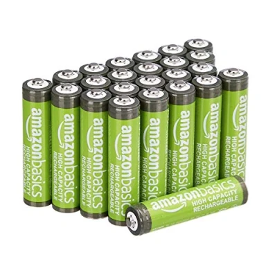 Immagine di Amazon Basics Batterie AAA ricaricabili, ad alta capacità, 850 mAh, NiMh, pre caricate, confezione da 24