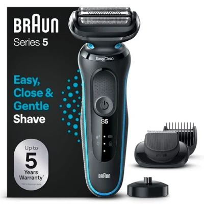 Immagine di Braun Series 5 Rasoio Elettrico Barba, Regolabarba EasyClick, Base Di Ricarica, EasyClean, Wet&amp;Dry, Ricaricabile, A Lamina Senza Fili, 51 M4500cs Menta
