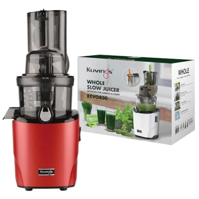 Immagine di kuvings Spremiagrumi REVO830 lento Doppia apertura di riempimento sistema taglio automatico Include set filtri per frullati e sorbetti Rosso scuro opaco