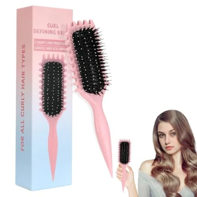 Immagine di Pavlleen Spazzola per Ricci, Curl Spazzola, Capelli Ricci Multifunzionale, Styling Define, Ridurre la Trazione e Separazione (Rosa)